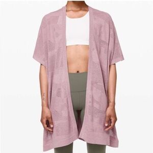 LULULEMON Find Your Light Shawl Wrap Mauve Pink Cotton and Silk Blend Sweater